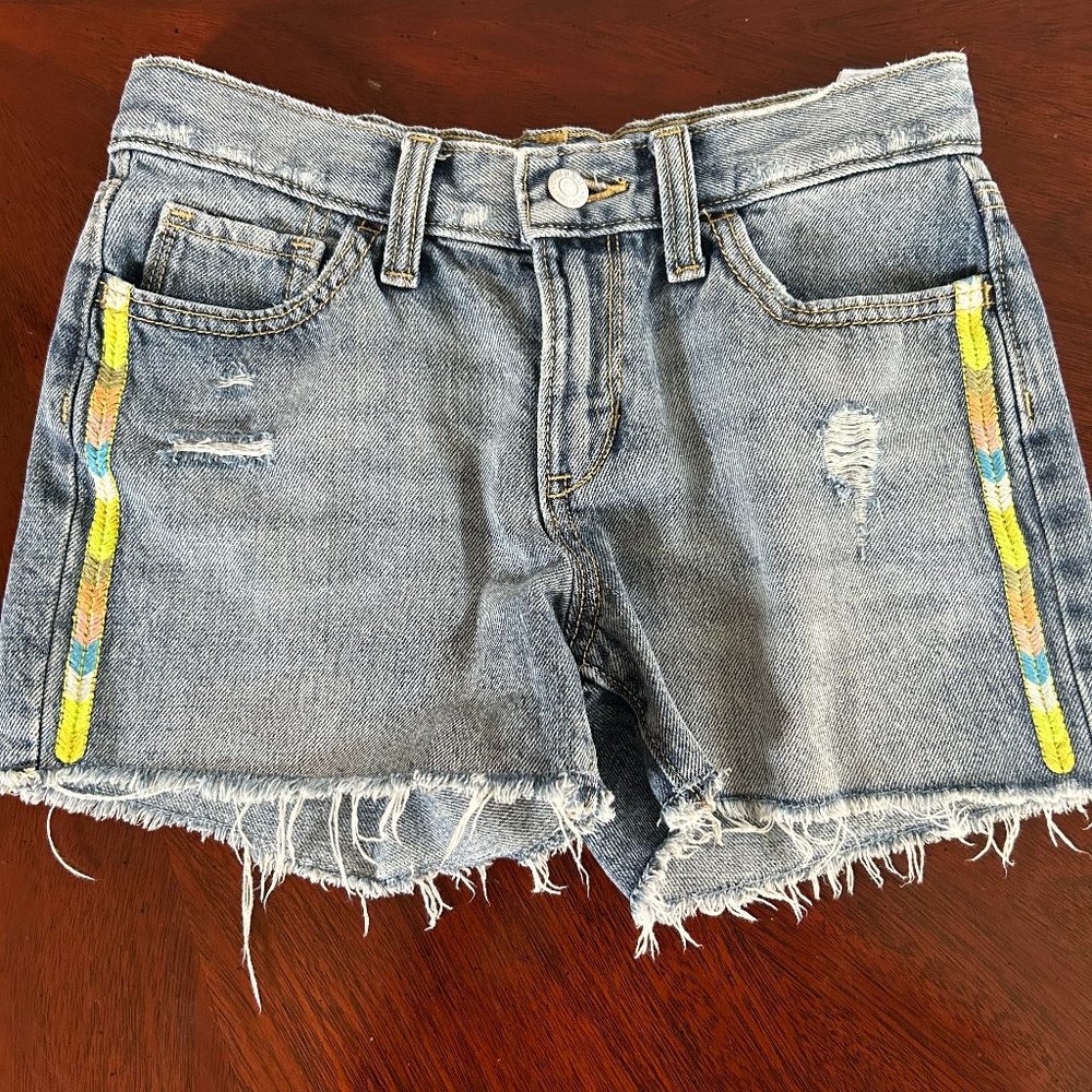 Old Navy - Kid 12 - Denim ripped shorts with colored piping